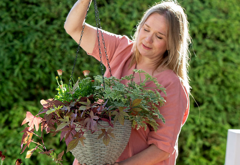 Inspiration till dig som vill skapa din egen ampel med sommarblommor